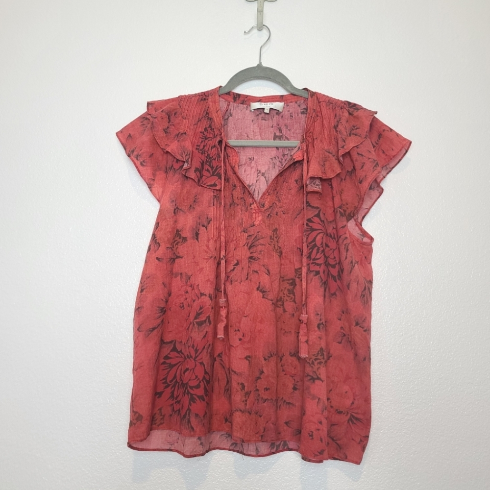 Sea New York Floral Tie Neck Blouse Top Size 8 - Picture 3 of 14